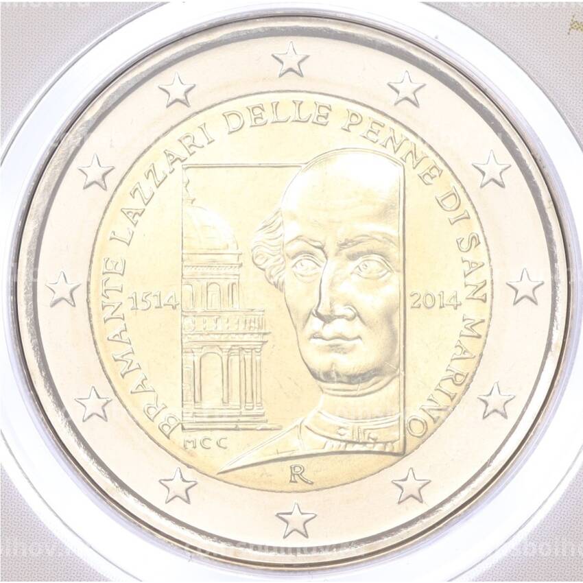 Монета 2 евро 2014 года Сан-Марино «500 лет со дня смерти Донато Браманте» (в буклете)
