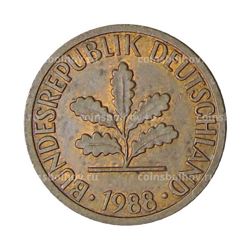Монета 1 пфенниг 1988 года F Германия