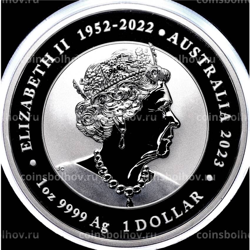 Монета 1 доллар 2023 года Австралия «Зеленый дракон и красный карп» (Цветное покрытие, в буклете) (вид 2)