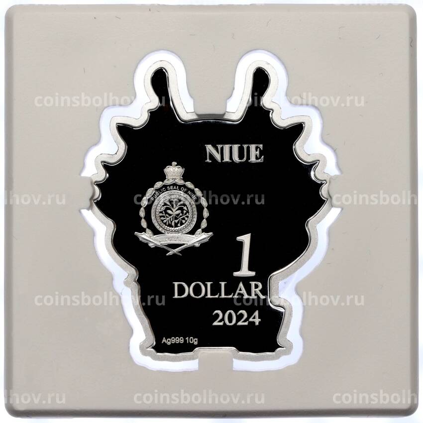 Монета 1 доллар 2024 года Ниуэ «Год дракона» (Цветное покрытие,в подарочной коробке) (вид 2)