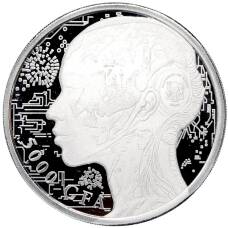 Монета 5000 франков 2023 года Чад «Искусственный интеллект» (аверс)