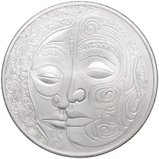 Монета 2 доллара 2023 года Ниуэ «Маори — Лица маори с татуировками» (аверс)