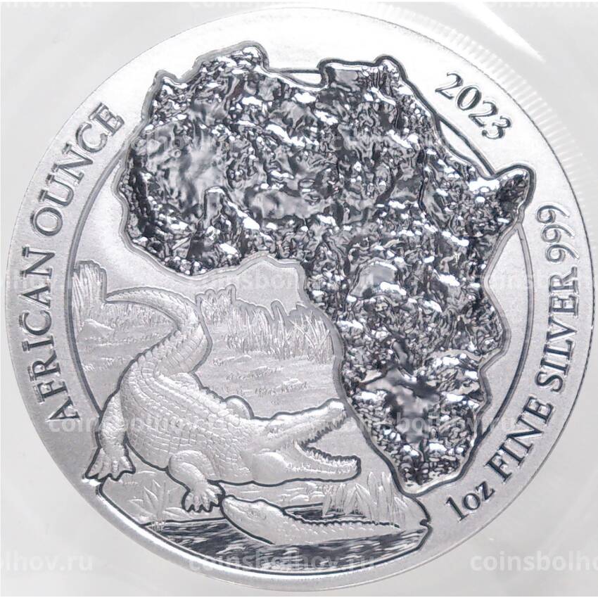 Монета 50 франков 2023 года Руанда «Африканская унция — Крокодил»