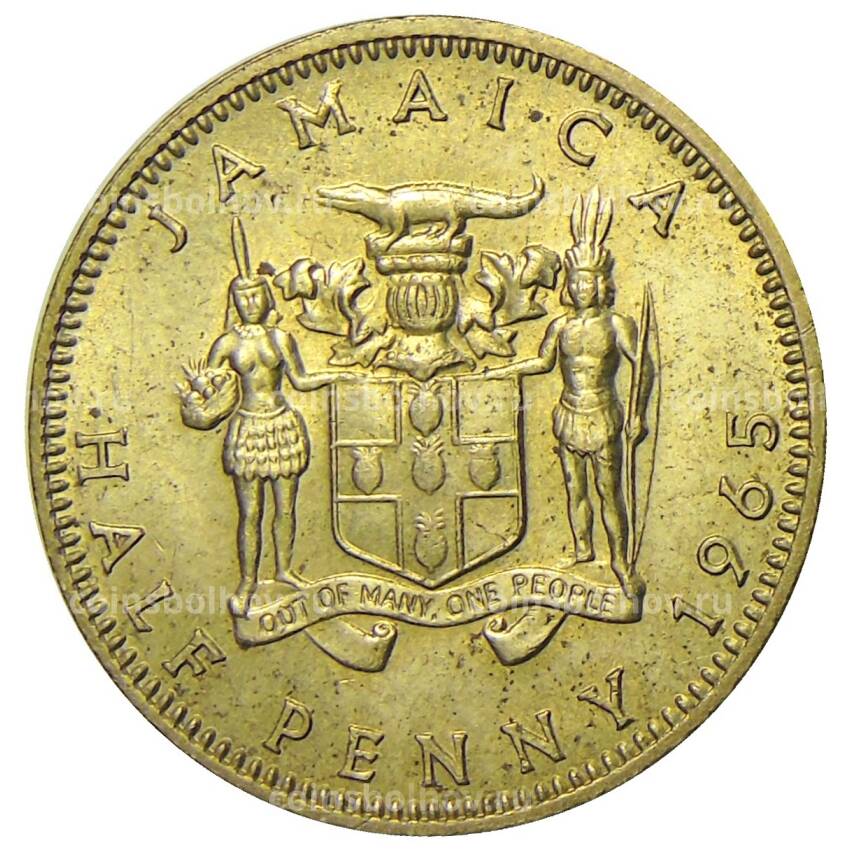 Монета 1/2 пенни 1965 года Ямайка