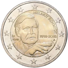 Монета 2 евро 2015 года A Германия — «100 лет со дня рождения Гельмута Шмидта» (аверс)