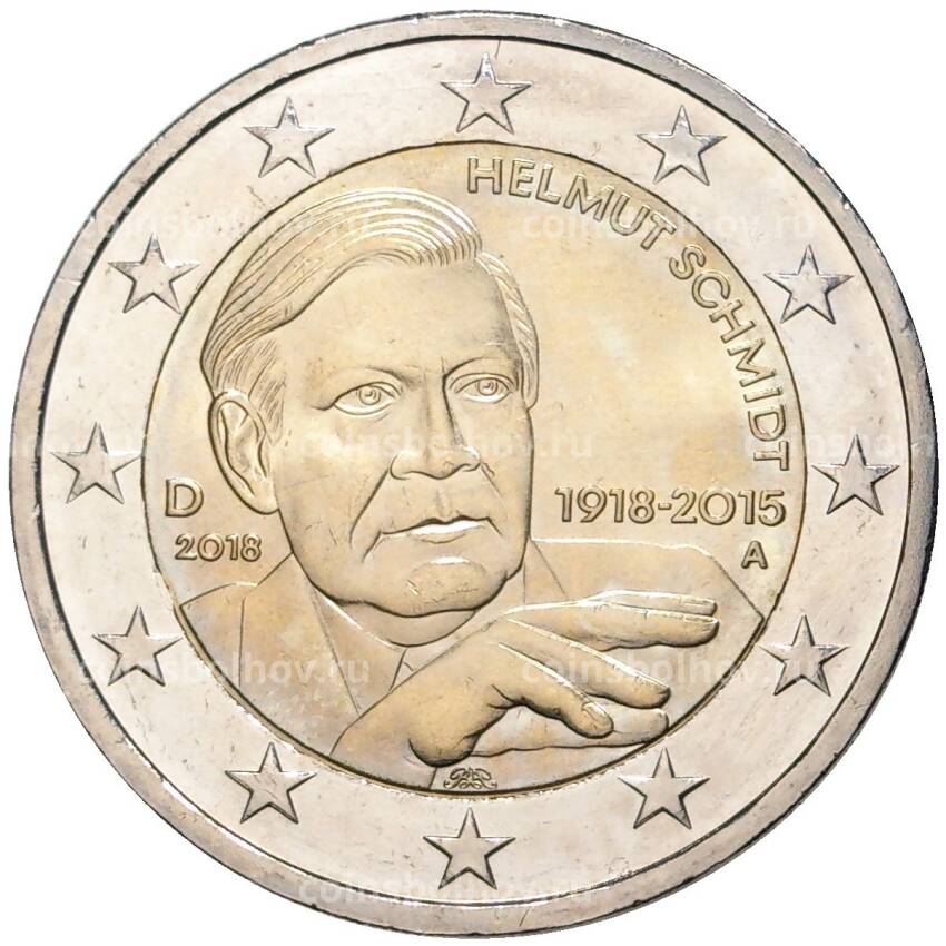 Монета 2 евро 2015 года A Германия — «100 лет со дня рождения Гельмута Шмидта»