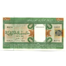 Банкнота 500 угия 2002 года Мавритания