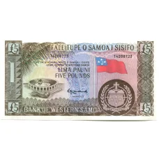 Банкнота 5 тала 1963 года Западное Самоа -Официальный репринт 2020 года (аверс)