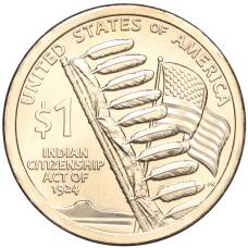 Монета 1 доллар 2024 года P США «Коренные Американцы — Закон о гражданстве индейцев» (аверс)