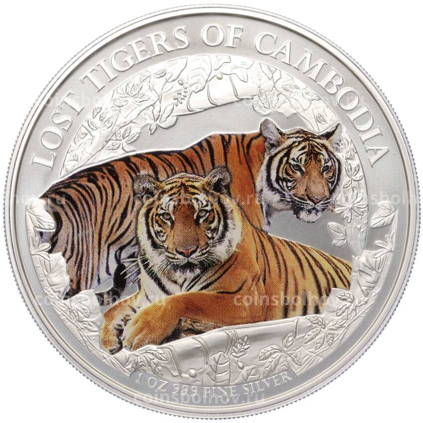 Монета 3000 риэлей 2024 года Камбоджа «Потерянные тигры Камбоджи» (Цветное покрытие)