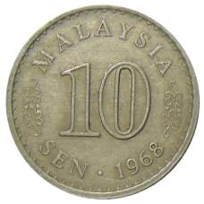 Монета 10 сен 1968 года Малайзия (аверс)