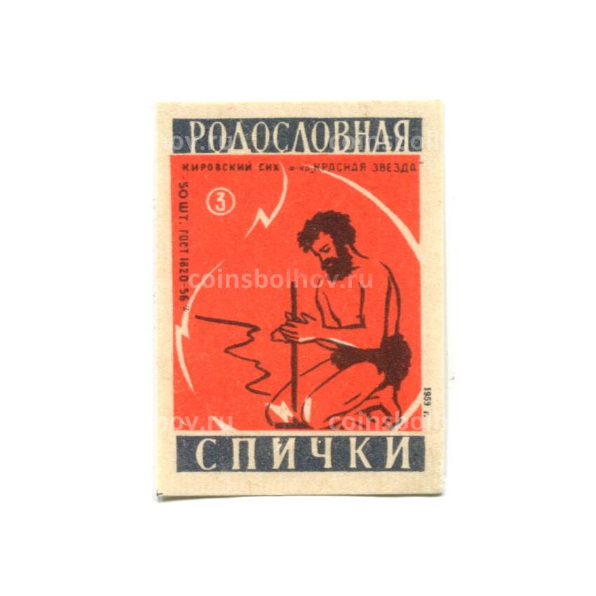 Этикетка спичечная Родословная спички № 3 фабрика «Красная звезда»