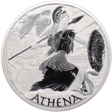 Монета 5 долларов 2022 года Тувалу «Боги Олимпа — Афина» (аверс)