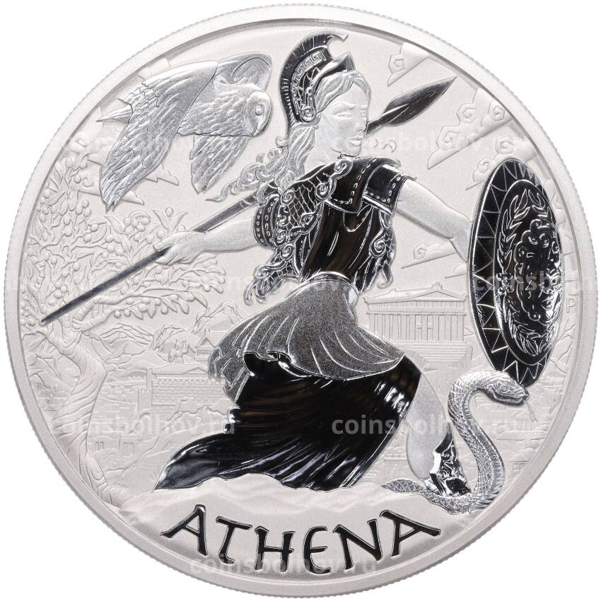 Монета 5 долларов 2022 года Тувалу «Боги Олимпа — Афина»