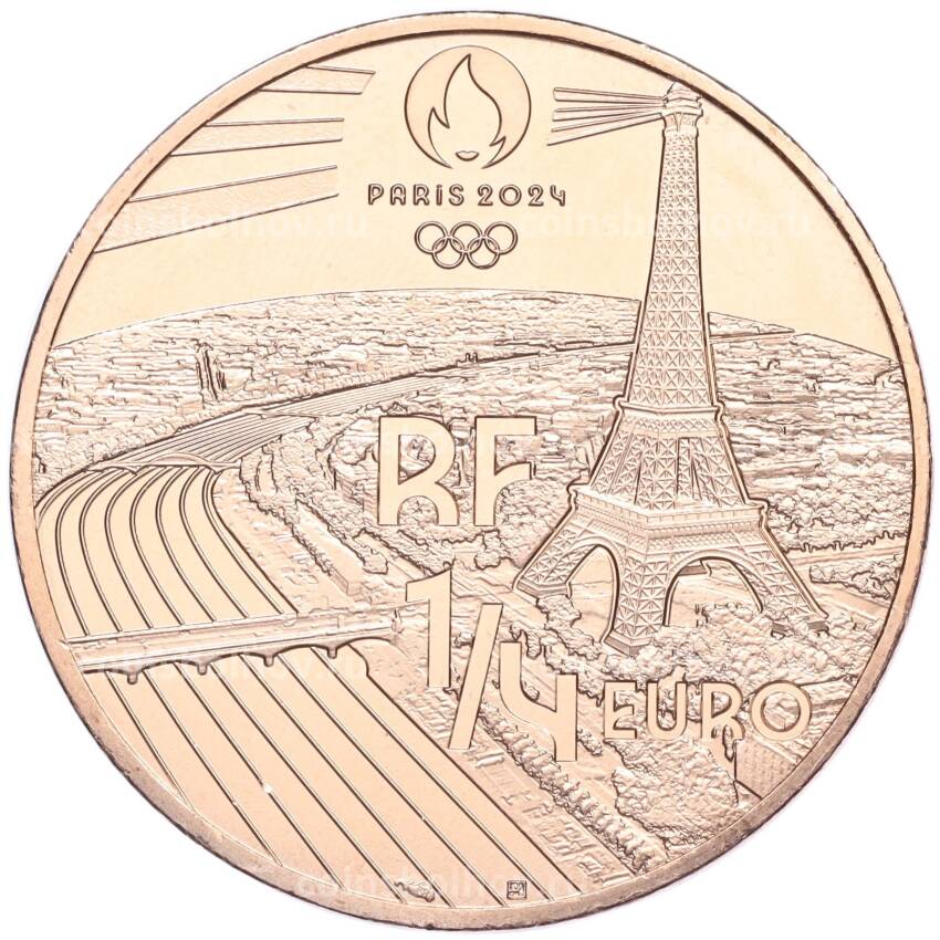 Монета 1/4 евро 2023 года Франция «XXXIII летние Олимпийские игры в Париже 2024 года — Брейк-данс» (вид 2)