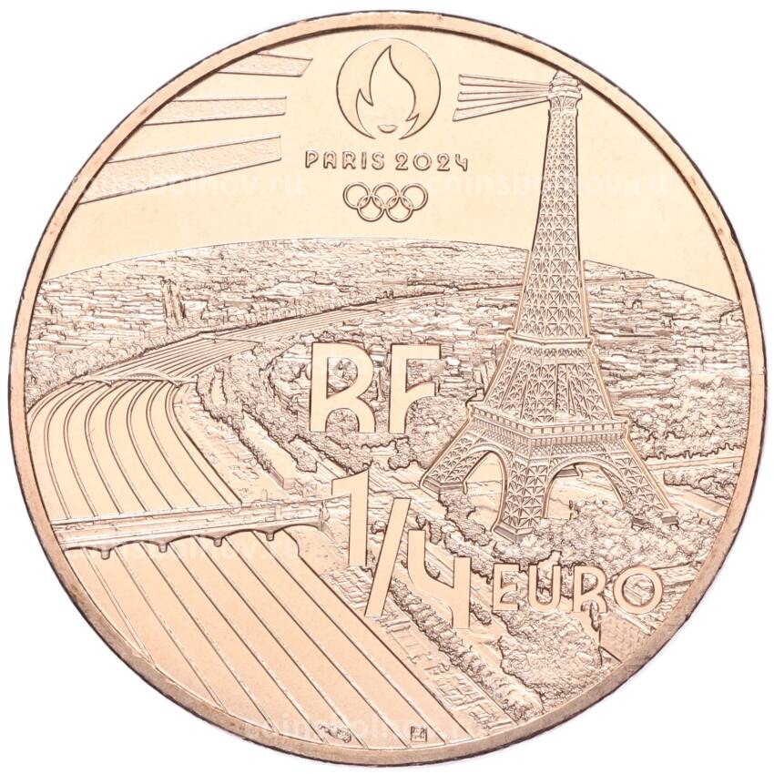 Монета 1/4 евро 2023 года Франция «XXXIII летние Олимпийские игры в Париже 2024 года — Спортивная гимнастика» (вид 2)