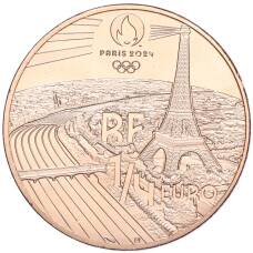 Монета 1/4 евро 2022 года Франция «XXXIII летние Олимпийские игры в Париже 2024 года — Кайтсерфинг» (реверс)