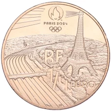Монета 1/4 евро 2022 года Франция «XXXIII летние Олимпийские игры в Париже 2024 года — Кайтсерфинг» (реверс)