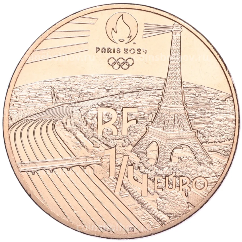 Монета 1/4 евро 2022 года Франция «XXXIII летние Олимпийские игры в Париже 2024 года — Кайтсерфинг» (вид 2)