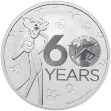 Монета 1 доллар 2024 года Тувалу «60 лет мультфильму Розовая Пантера» (аверс)