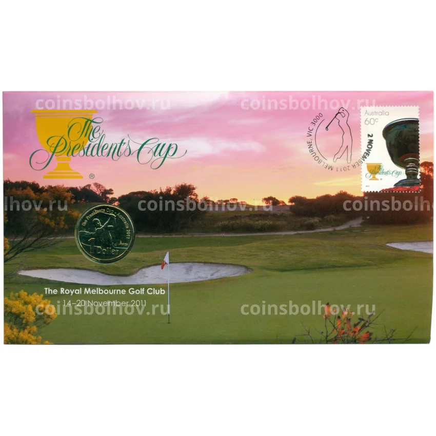 Монета 1 доллар 2011 года Австралия «Президентский Кубок — Австралия 2011» (в конверте с почтовой маркой) (вид 3)