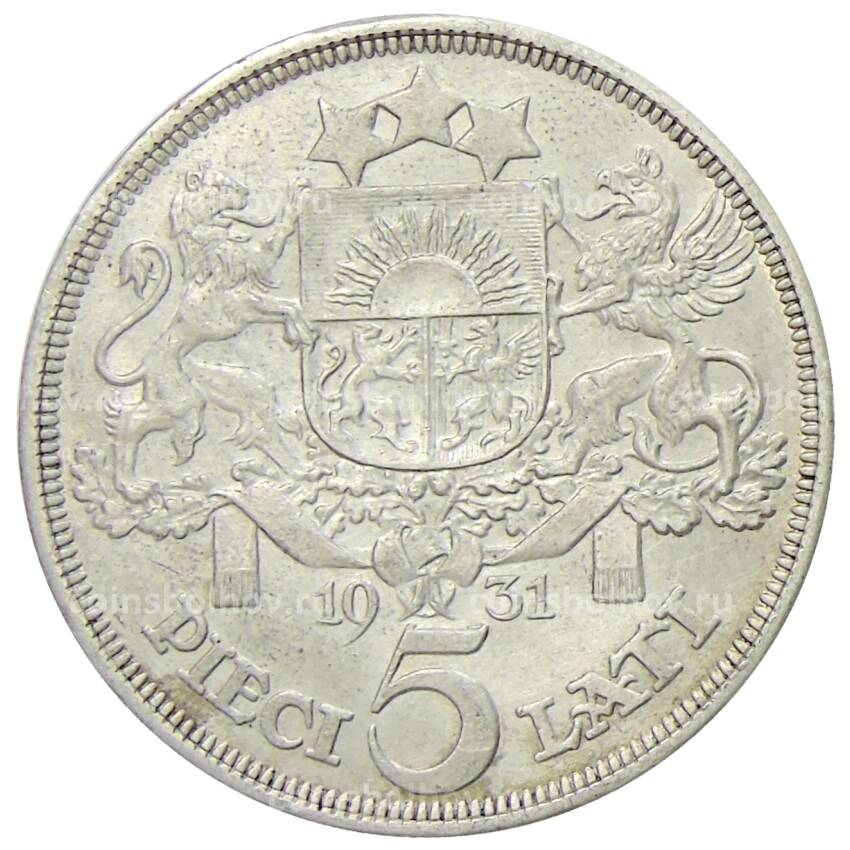Монета 5 лат 1931 года Латвия