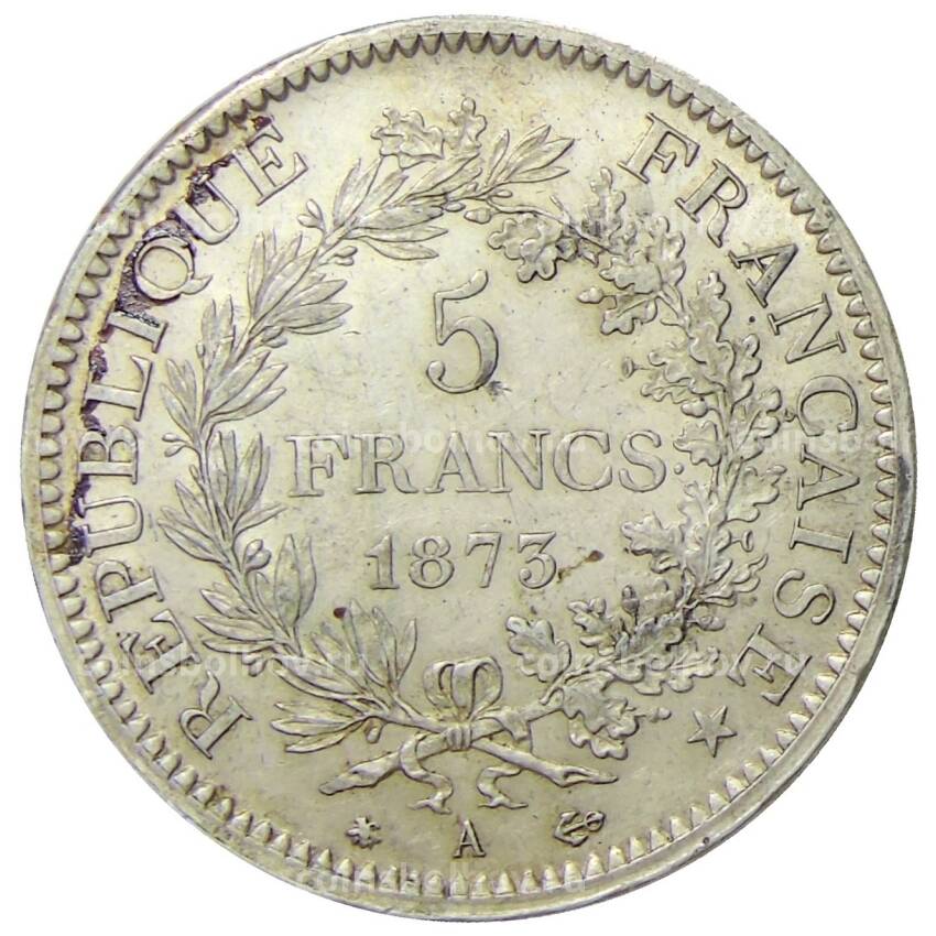Монета 5 франков 1873 года A Франция