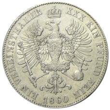 Монета 1 союзный талер 1860 года Германские государства — Пруссия (реверс)