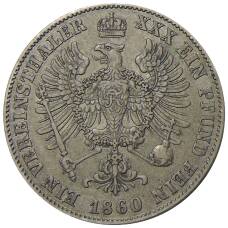 Монета 1 союзный талер 1860 года Германские государства  — Пруссия (реверс)