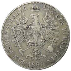 Монета 1 союзный талер 1860 года Германские государства  — Пруссия (реверс)