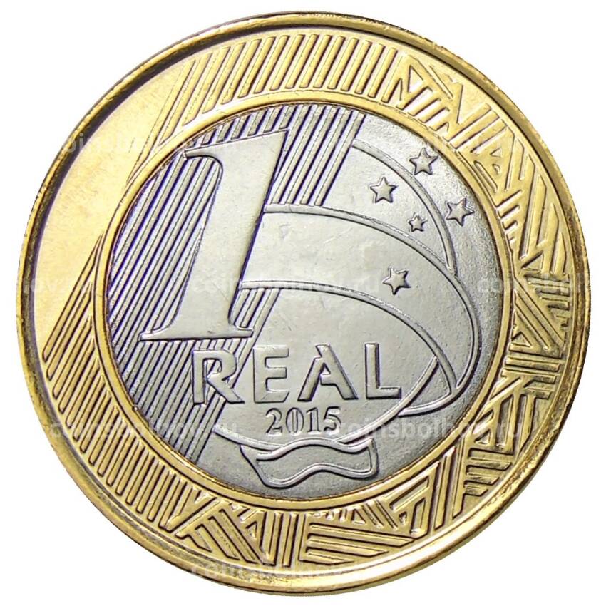 Монета 1 реал 2015 года Бразилия XV летние Паралимпийские игры, Рио-де-Жанейро 2016 — Параканоэ (вид 2)