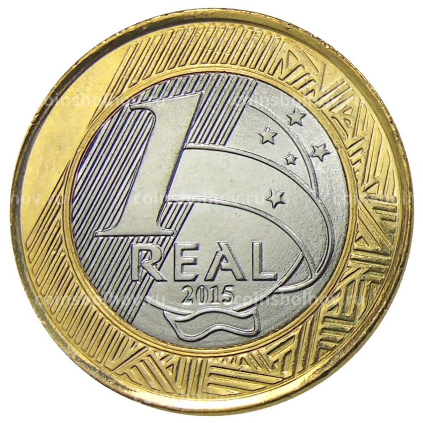 Монета 1 реал 2015 года Бразилия XV летние Паралимпийские игры, Рио-де-Жанейро 2016 — Параканоэ (вид 2)