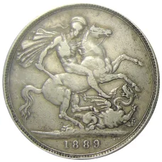 Монета 1 крона 1889 года Великобритания (аверс)