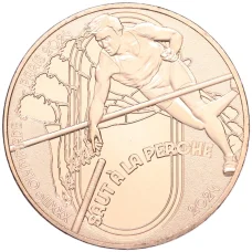 Монета 1/4 евро 2024 года Франция «XXXIII летние Олимпийские игры в Париже 2024 года — Прыжки с шестом» (аверс)