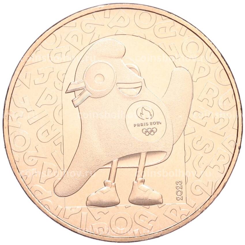 Монета 1/4 евро 2023 года Франция «XXXIII летние Олимпийские игры в Париже 2024 года — Талисман Фриж»