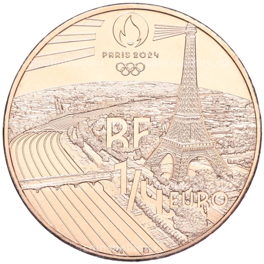 Монета 1/4 евро 2023 года Франция «XXXIII летние Олимпийские игры в Париже 2024 года — Талисман Фриж» (вид 2)