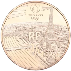 Монета 1/4 евро 2024 года Франция «XXXIII летние Олимпийские игры в Париже 2024 года — Фехтование» (реверс)