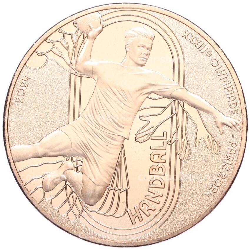 Монета 1/4 евро 2024 года Франция «XXXIII летние Олимпийские игры в Париже 2024 года — Гандбол»