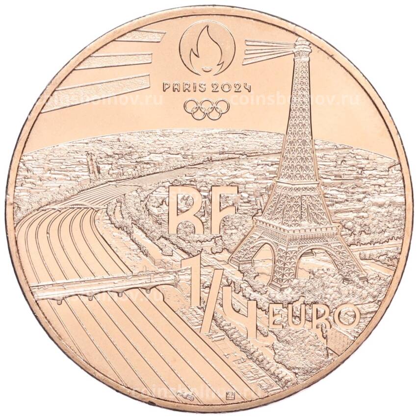 Монета 1/4 евро 2024 года Франция «XXXIII летние Олимпийские игры в Париже 2024 года — Гандбол» (вид 2)
