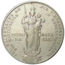 Монета 2 гульдена 1855 года Германские государства — Бавария «Восстановление колонны Мадонны в Мюнхене» (аверс)
