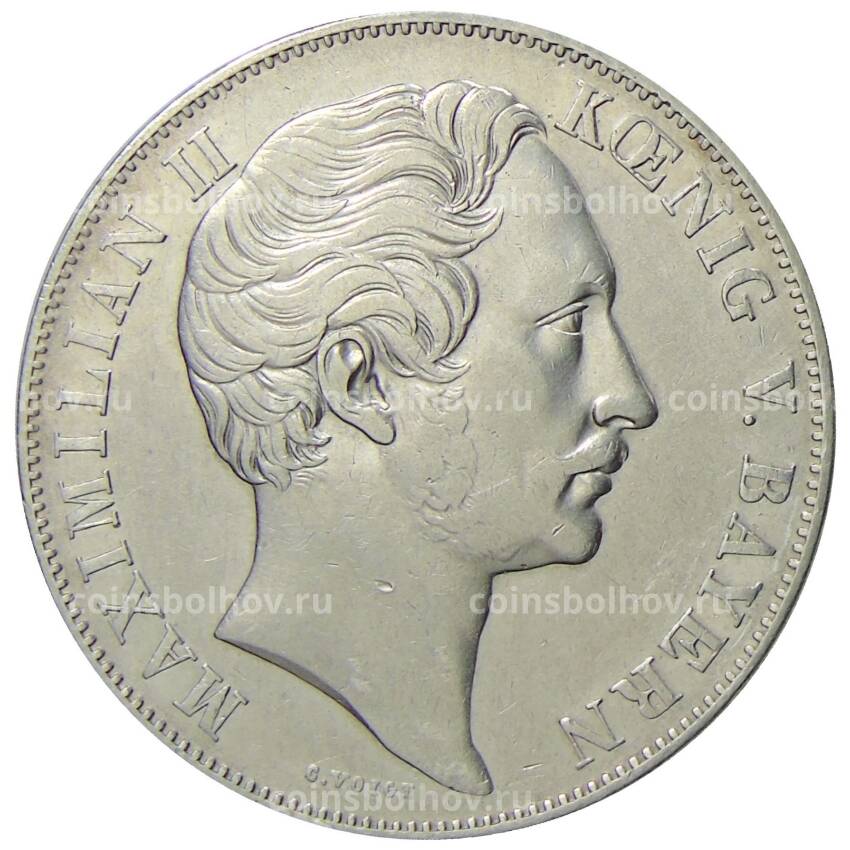 Монета 2 гульдена 1855 года Германские государства — Бавария «Восстановление колонны Мадонны в Мюнхене» (вид 2)