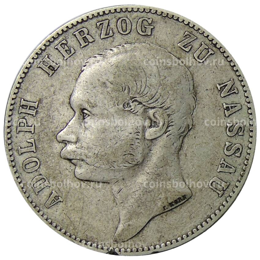 Монета 1 союзный талер 1863 года Германские государства — Нассау (вид 2)