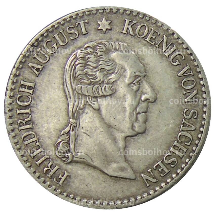 Монета 1/6 талера 1827 года Германские государства — Саксония — Смерть Короля Фридриха Августа I