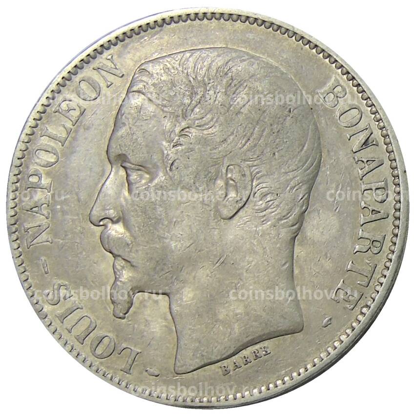 Монета 5 франков 1852 года А  Франция (вид 2)