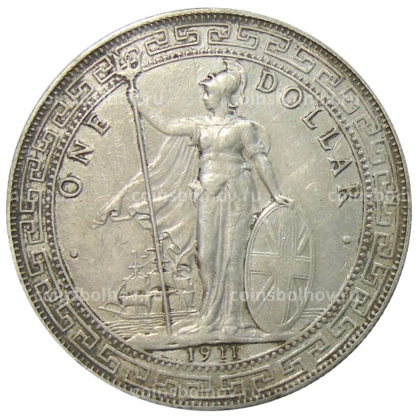Монета 1 доллар 1911 года Великобритания «Торговый доллар»