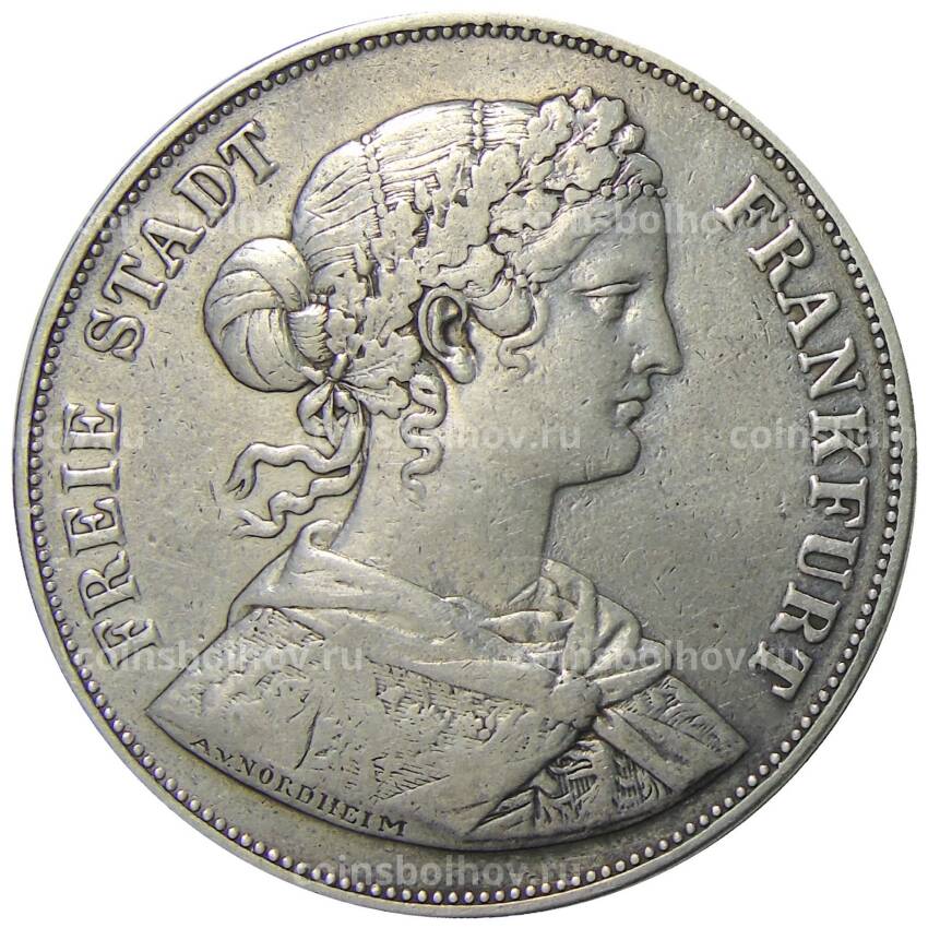 Монета 2  союзных талера 1861 года Германские государства — Франкфурт
