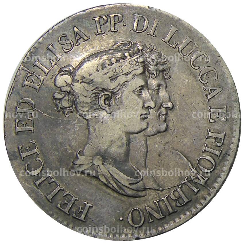 Монета 5 франков 1808 года Итальянские государства —  Лукка