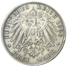 Монета 3 марки 1909 года D Германия (Бавария) (реверс)
