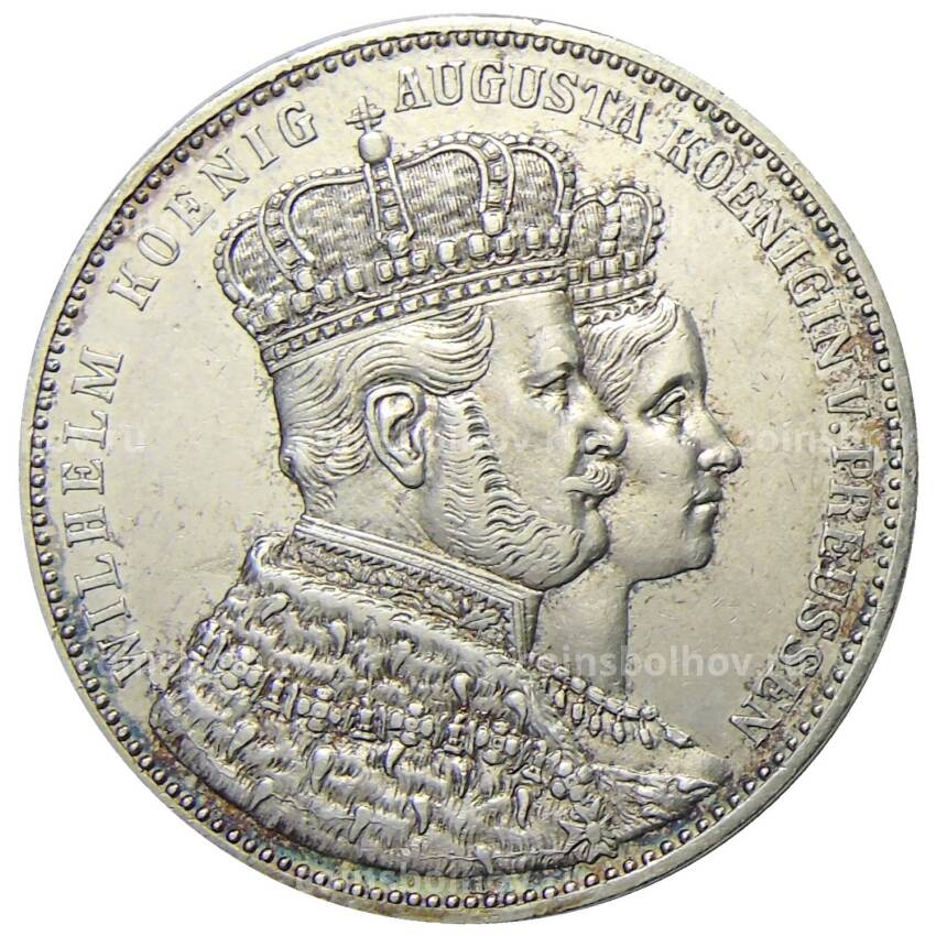 Монета 1 талер 1861 года Германские государства — Пруссия — Коронация Вильгельма I и Августы
