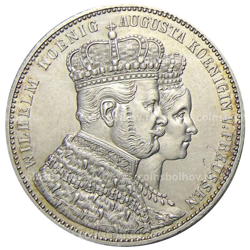 Монета 1 талер 1861 года Германские государства — Пруссия — Коронация Вильгельма I и Августы